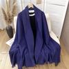 Women S Solid Color Faux Cashmere Scarf Elegant Warm Shawl