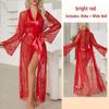 Feiyun Sexy Lace Trim See-Through Nightgown Pajamas Women's Outerwear Home Wear