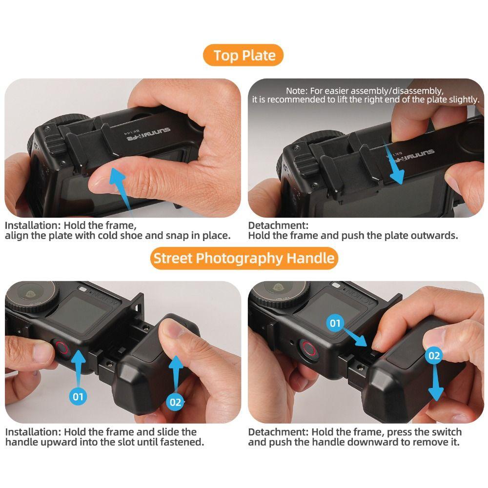 Schnellwechsel-Fotografie Street Grip Kit 2-in-1 Abnehmbar Mit Cold Shoe Kamera-Griffgriff Leicht für DJI Osmo Action 6