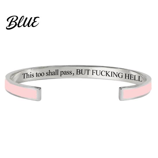 Adjustable Open Cuff This Too Shall Pass Mantra Bracelet Engraved Motivational Inspirational Bracelet Bangle Hidden Information Encouragement Jewelry