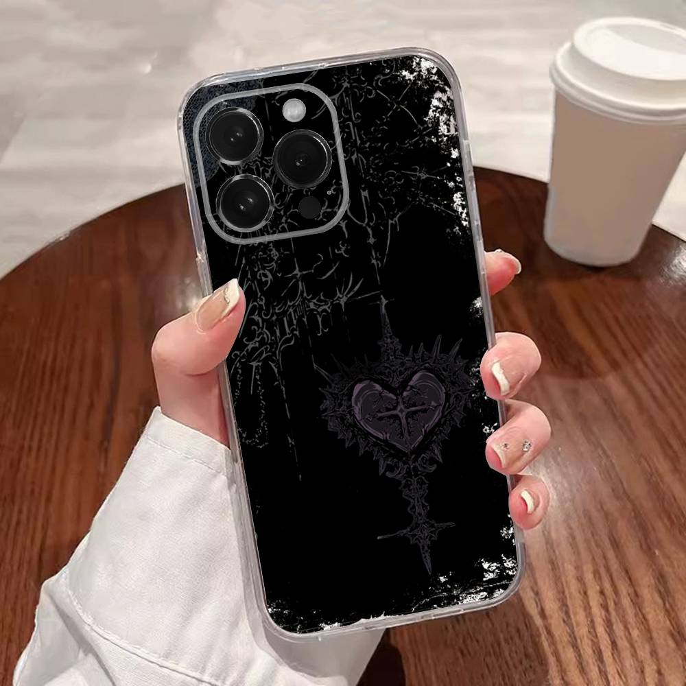 

Готична кокетка кіберсигілізм Чохол для телефону Для iPhone 16,15,14,13,12,11 Plus,Pro,Max,XR,XS,Plus,E,SE4,Mini Прозорий чохол iPhone16e