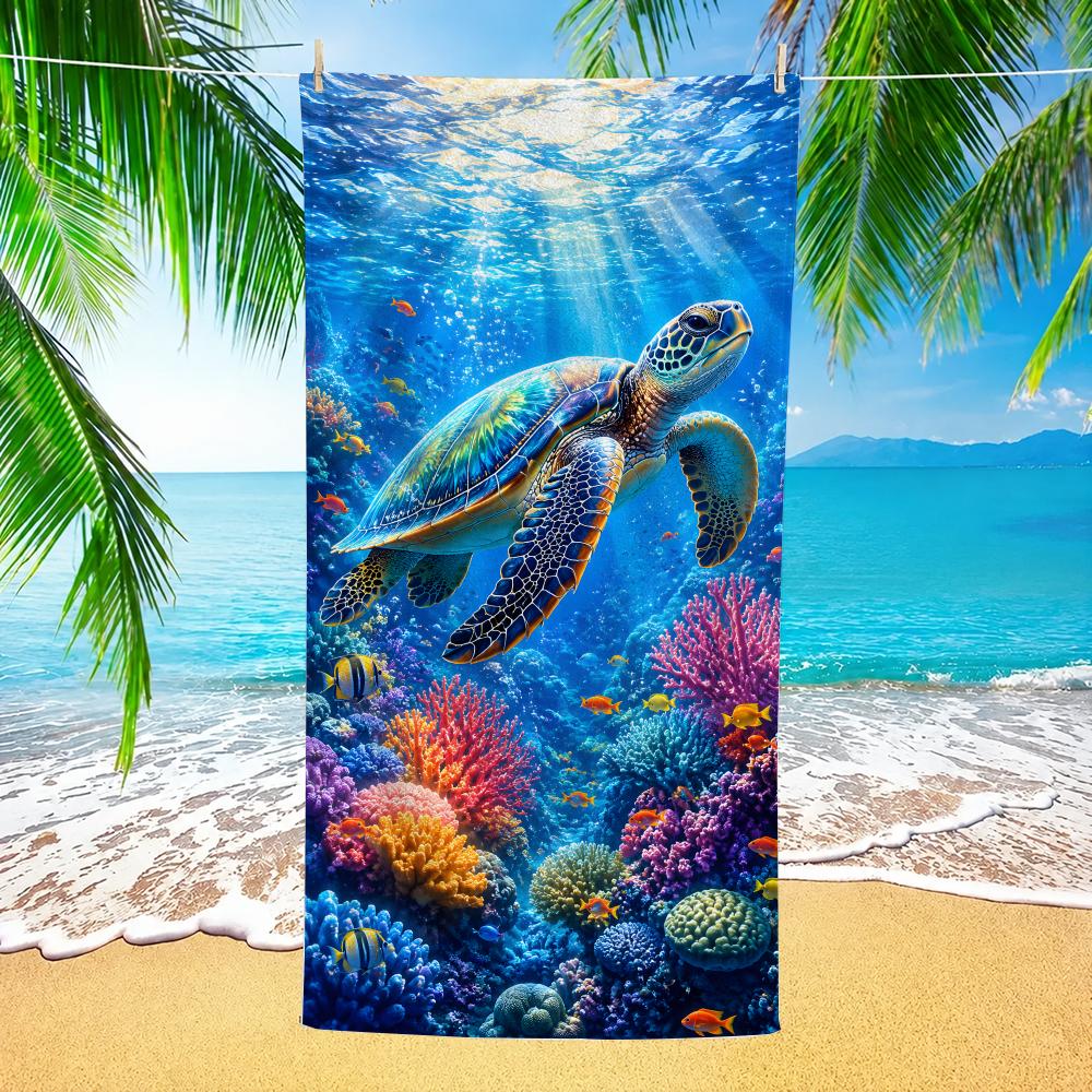 1pc Beach Turtle Animal Towel Beach Towel Quick Dry Absorbent Bath Towel For Swimming Gym Camping Outdoor Sunbathing