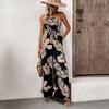 Leisure Vacation Tropical Wind Leaf Printed Tube Jumpsuit
