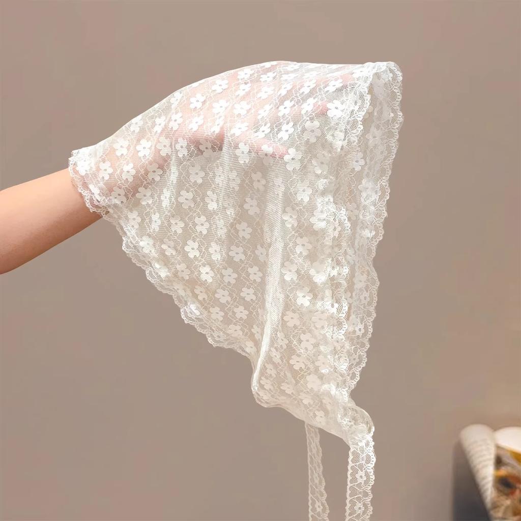 Vintage Koreanischer Dreieckiger Blumen-Haarschal für Damen Schal Stirnband Französische Pastorale Kopfbedeckung Mädchen Frühling Sommer Spitze Kopfschmuck