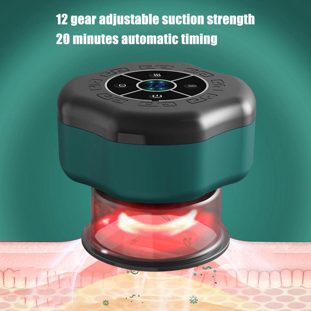 Intelligent Vacuum Cupping Device 12 Gears Scraping Negative Pressure Cupping Device for Beauty Salon Green