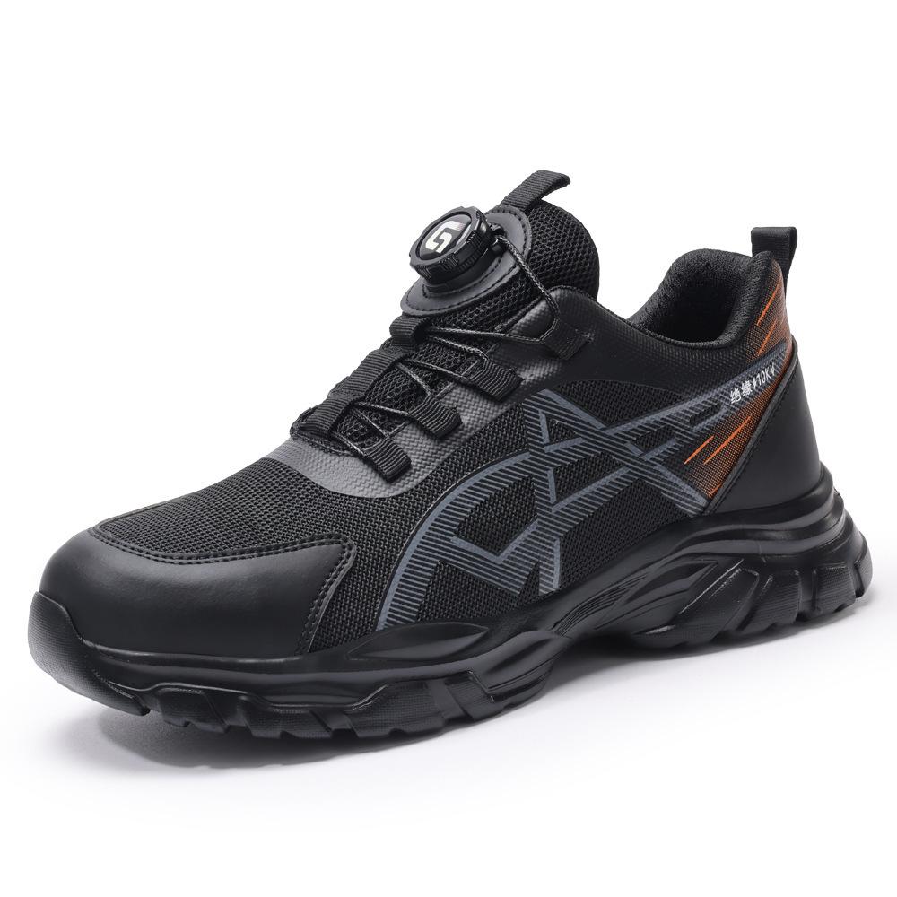 

Safety Shoes for Men Plastic Steel Toe Anti-Puncture Men s Work Shoes Slip Resistant Insulation Rotating Button Fashion Sneaker 44