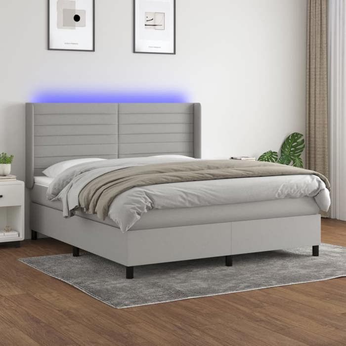 Maison Exclusive - Sommier à lattes de lit matelas LED Gris clair 160x200 cm Tissu
