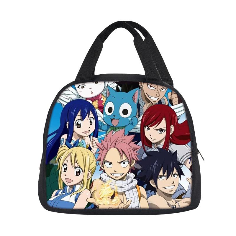 FAIRY TAIL Lunch Bag Cartoon Anime Printed Student Boys and Girls New Style Lightweight, Small, Large Capacity, Versatile