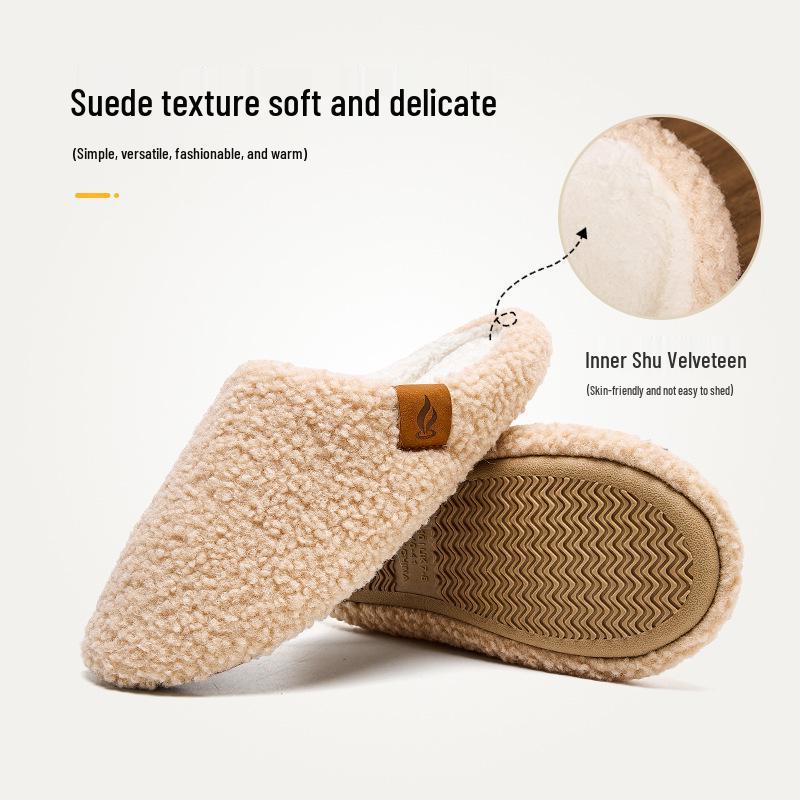 Cozy Non-Slip Fuzzy Indoor Slippers - Soft Sole, Warm Plush Cotton, Perfect for Autumn & Winter