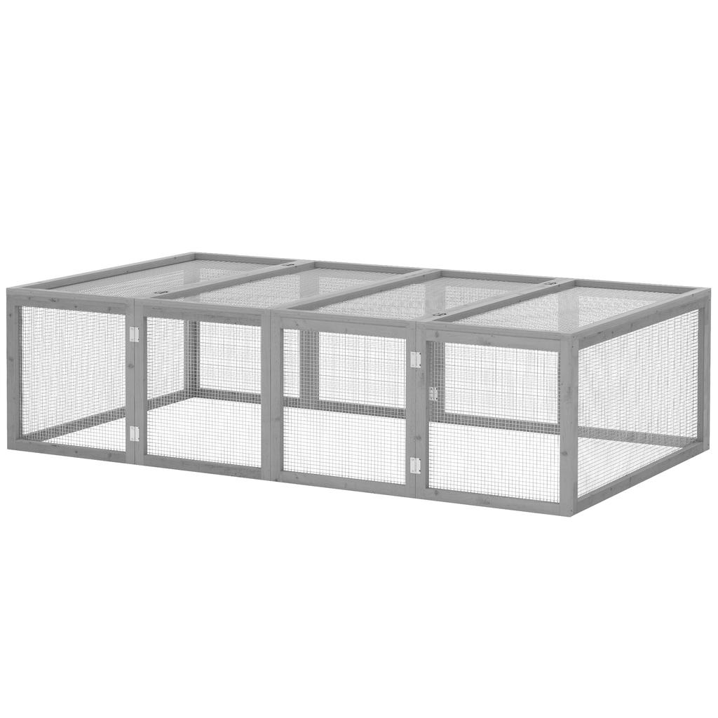 Wooden Rabbit Hutch Cage 6ft with Wire Mesh, Openable Roof, Play Space for Outdoor, Grey