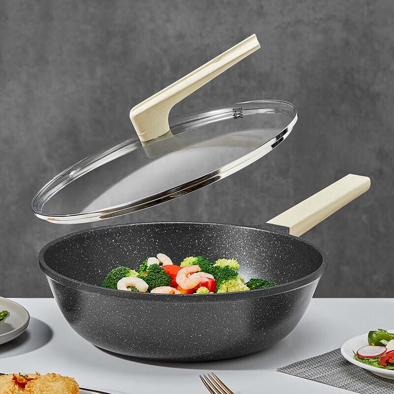 Haolaibao Obsidian Maifan Stone Non-Stick Wok with Lid