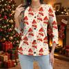 Women's Christmas Printed Button Down Shirt 3/4 Sleeve Casual Top