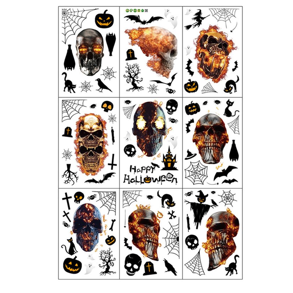 Adesivi per Finestra Casa Infestata di Halloween Luminescenti 10 Fogli Fantasma Spaventoso Zucca Pipistrello Strega Adesivi per Finestra per Festa