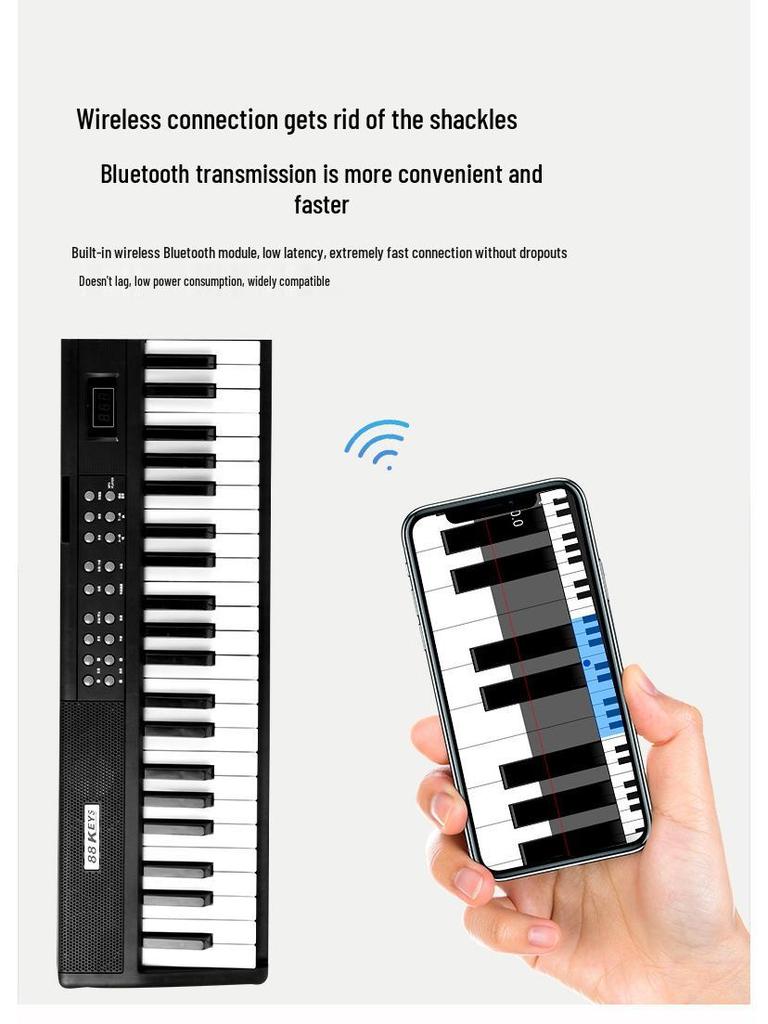 Rechargeable 88-Key Foldable Digital Piano: Bluetooth & MIDI, Perfect for Beginners & Kids