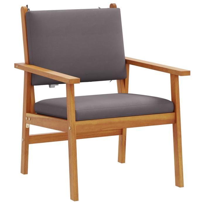 Chaises de jardin vidaXL 2 pcs avec coussins en bois d'acacia massif 4106580