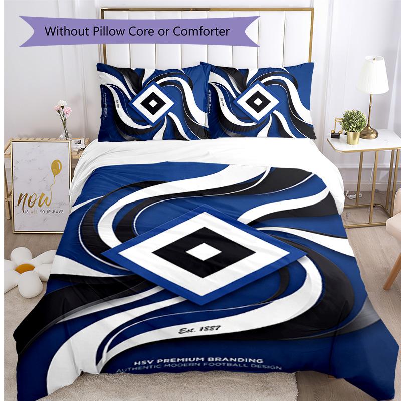Set Lenzuola Stampato Calcio Hamburger SV 3 Pezzi, Comodo Set Copripiumino per Camera da Letto Amico della Pelle