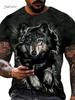 Summer 3D Wolf Pattern T-Shirts for Men Men's Short Sleeve Tee Round Neck Men's Tops Fashion Currents Oversized Men's T-Shirt