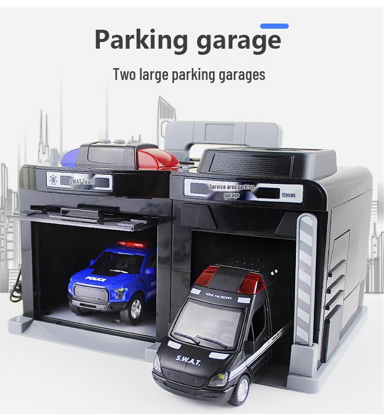 Cheng Le Mei Toy Police Car Garage and Storage Box Simulation Set