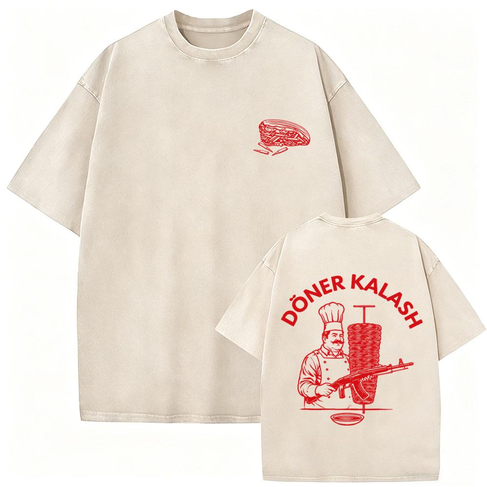 T-shirt Divertente Kalash Kebab Doner Vintage Lavato Gruppo Osservazioni Avanzate T-shirt Fratelli d'Armi T-shirt Uomo T-shirt Retrò