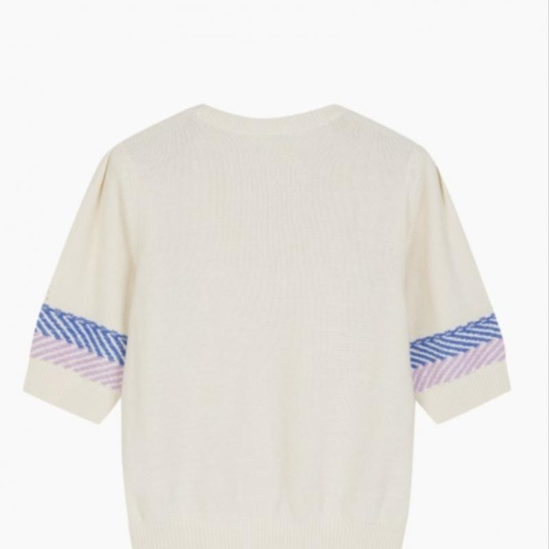 [benetton] Sleeve Herringbone Short Sleeve Knit Bakp52431