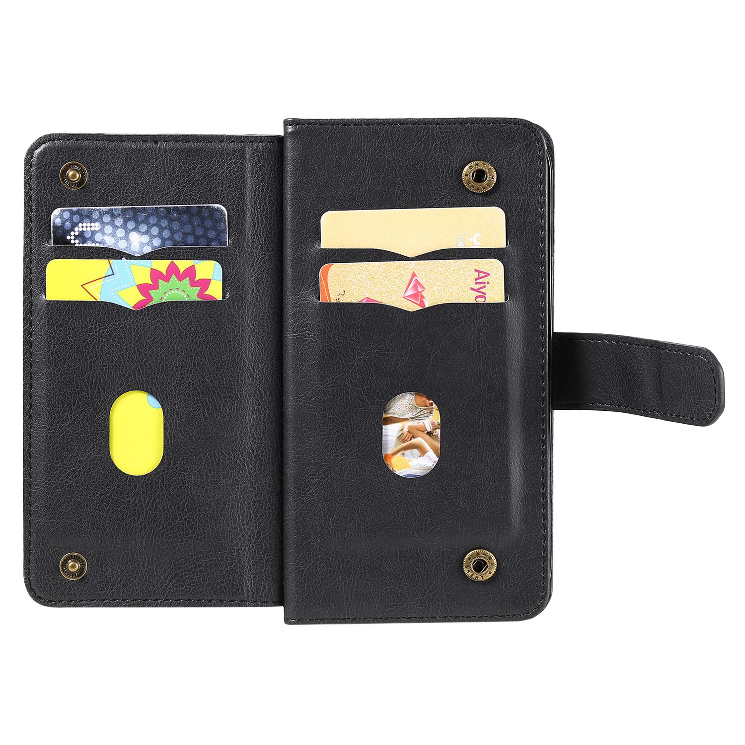 

For Motorola Moto G85 5G/S50 Neo 5G Leather Case with 10 Card Holder Phone Cover Stand Black