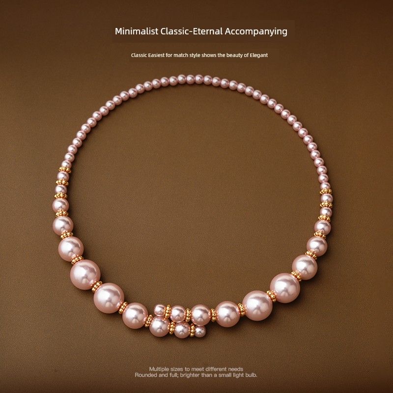 

Asymmetrical Cross Exaggerated Pearl Necklace for Women Fancy Light Luxury Minority Unique Clavicle Chain 2025 New Accessories Florence Purple Pearl Necklace