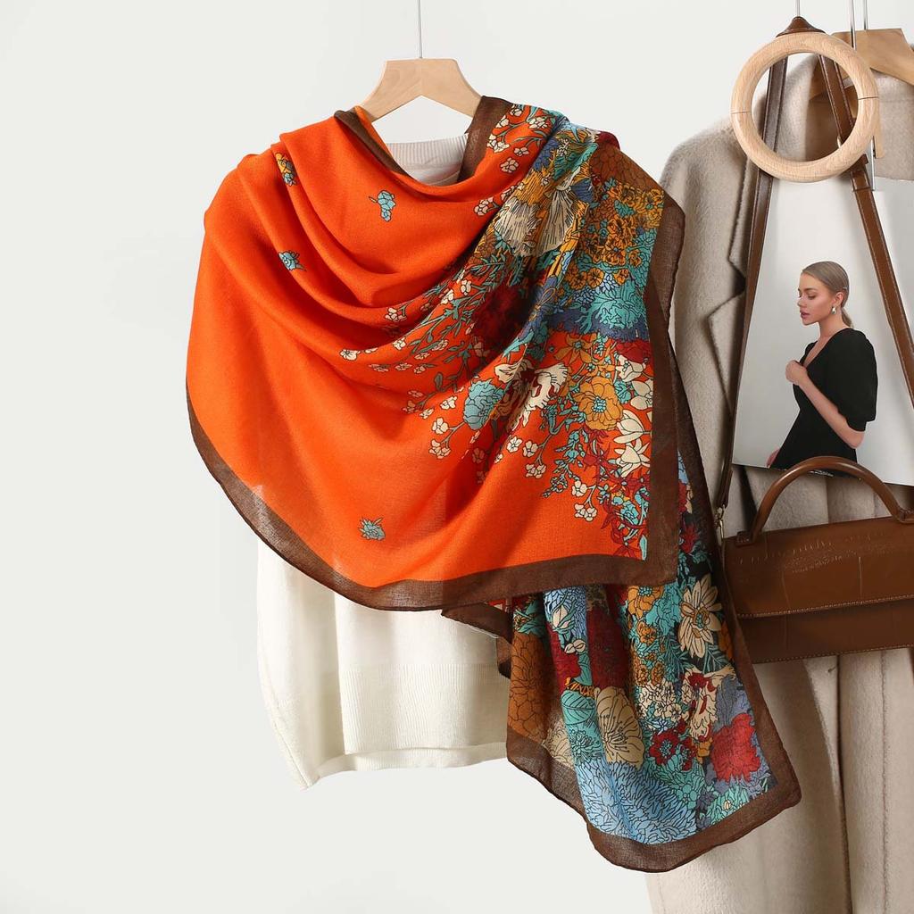 2025 New Cotton and Linen Feel Simple Color Matching Scarf Korean Version Fashion Foreign Style Travel Sunscreen Yarn