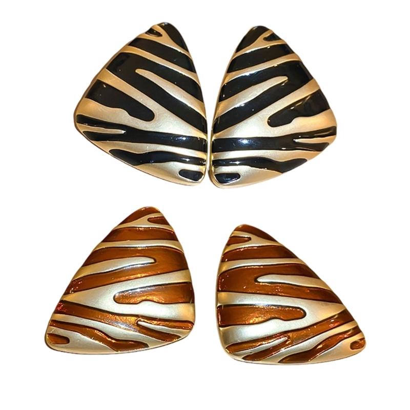 Stylish Zebras Stripe Studs Earrings Lightweight Metal Jewelry Handmade Ear Accessories For Everyday Outfits