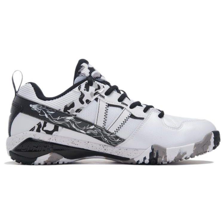 Li Ning Amortiguación Profesional Resistente a la Abrasión Soporte Rebote Zapatillas de Bádminton de Caña Baja Unisex Blanco Negro AYAR015-1