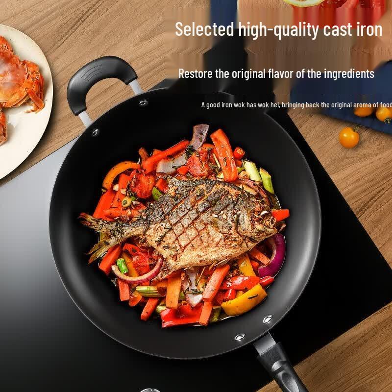 SUPOR Non-Coated Cast Iron Stir-Fry Wok