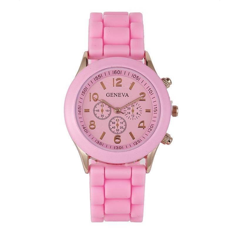 Spot GENEVA Silicone Watch Colored Jelly Student Leisure Watch Three Eyes No Diamond Geneva Watch