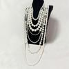 Elegant Multi Strand Imitation Pearls Chokers Necklace With Matching Stud Earrings Gift Set Vintage Fashion Stone Jewelry