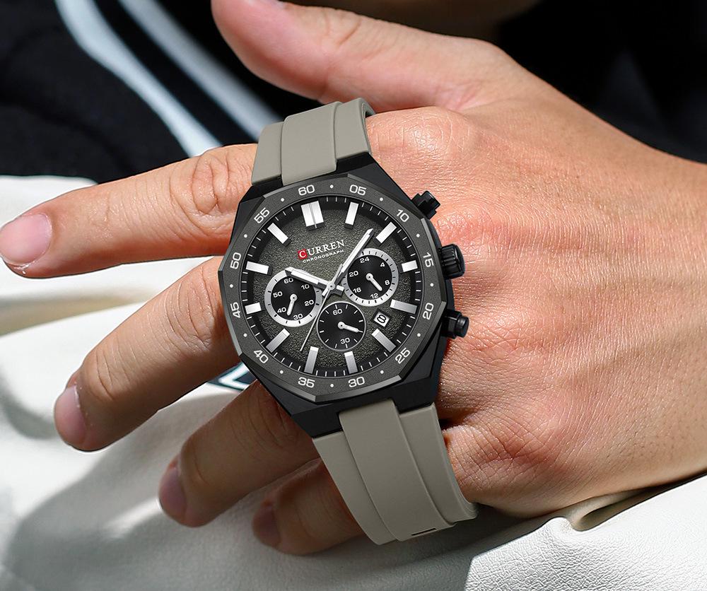 CURREN 8489 Men's Waterproof Six-Hand Quartz Sports Watch with Calendar Strap