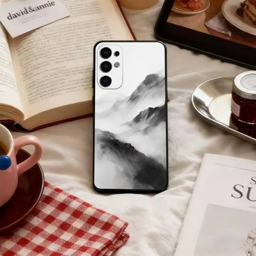 Black Mountain INS Design Phone Case Soft black For Samsung S25,S24,S21,S22,S23,S30,Ultra,S20,Plus,Fe,Lite