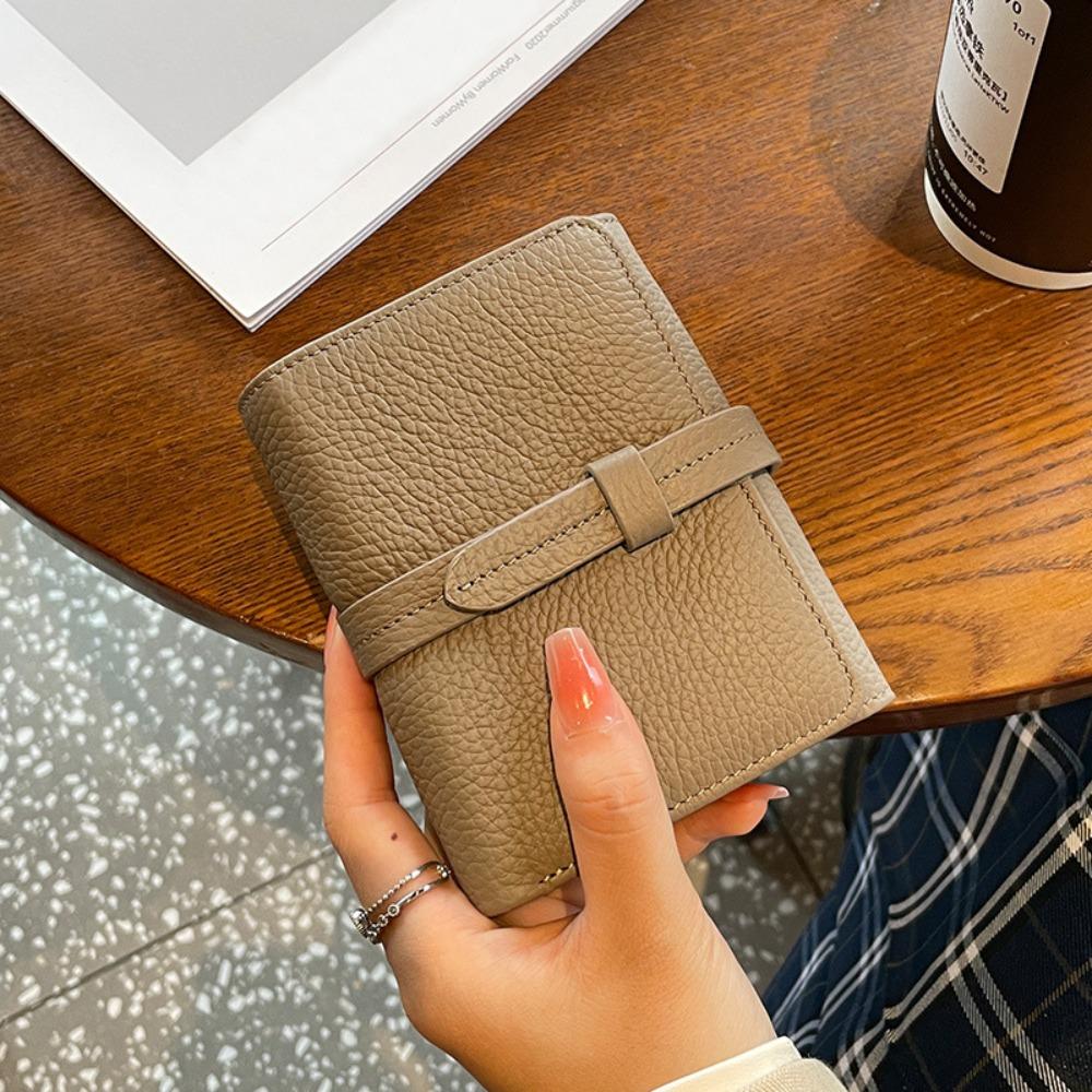 

PU Leather Women s Purse Solid Color Folding Design Leather Purse Pull-out Design Large Capacity Short Wallet for Women серый