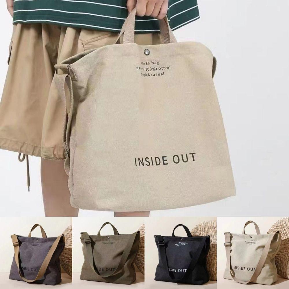 High Quality Canvas Shoulder Tote Bag Large Capacity Zipper Students Book Bag Casual Solid Color Handbags for Women Girls