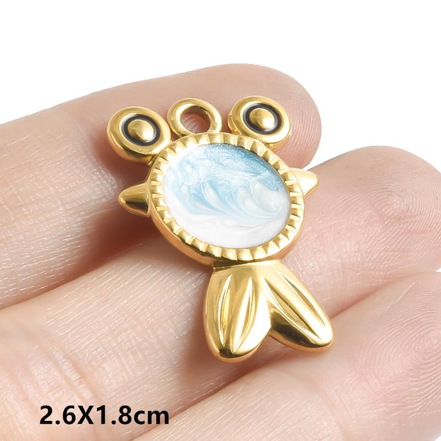 Marine Life Pendant Blue/Green Enamel Charm Fish Tail Sea Turtle Animal Stainless Steel Charms For Jewelry Making Supplies Bulk