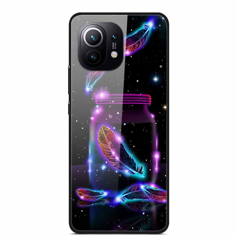 Glass Back Cover For Xiaomi 11 Lite 5G NE Case Soft Edge Hard Tempered Glass Case For Xiaomi Mi 11 Lite 5G NE Phone Case Coque