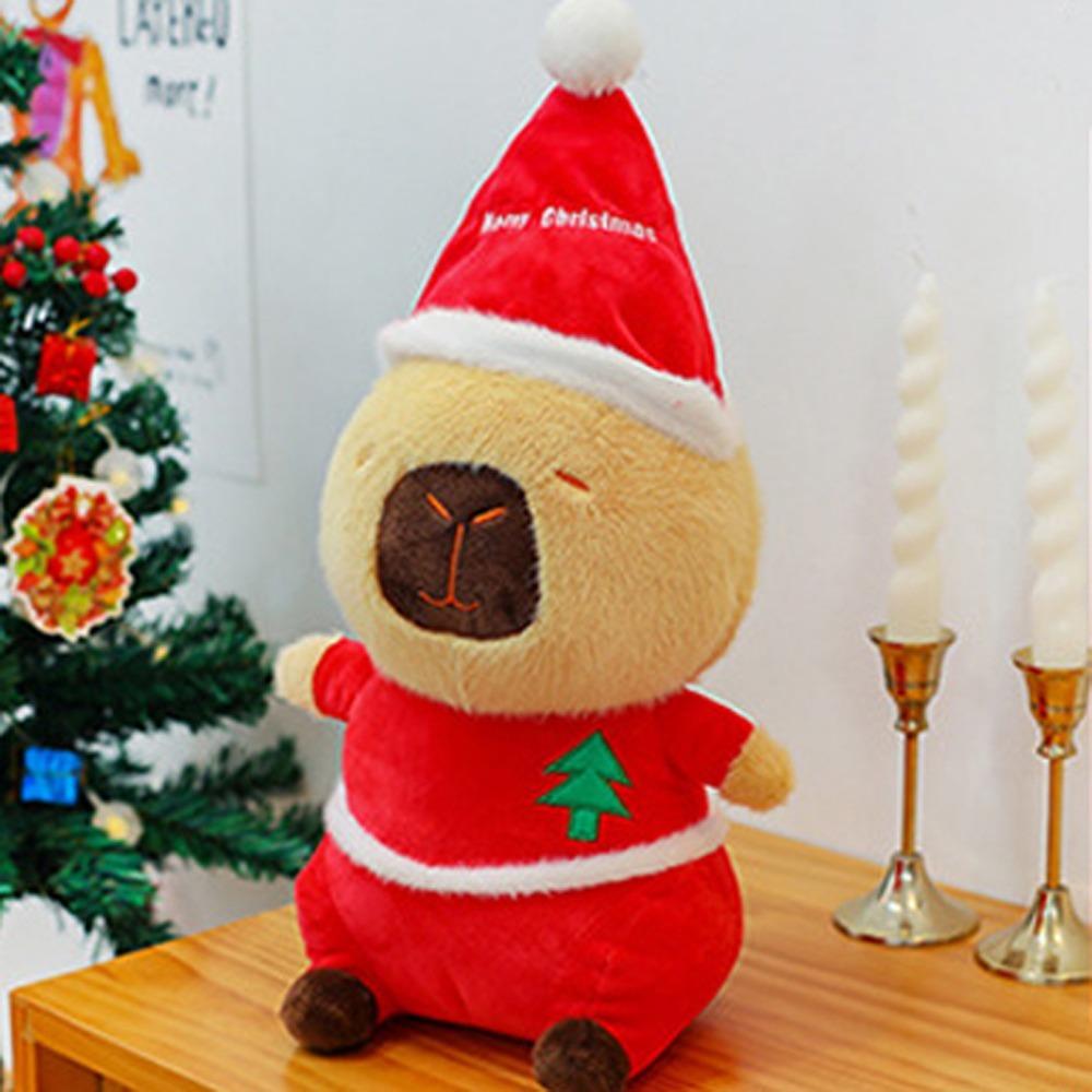 Merry Christmas Capybara Plush Doll Elk Capybara Fluffty Doll Capybara Plush Toy  Birthday Gift