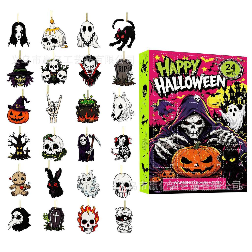 2026 Halloween Witch, Ghost & Goblin Countdown Calendar with Acrylic Pendant Blind Box