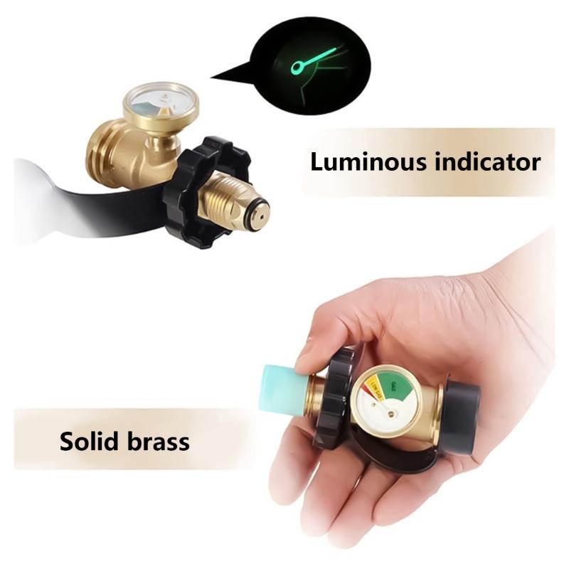 Practical Universal Propane Tanks Adapter With Gauge Converts Solid Brass Materials Connection for Safety Gas Flows