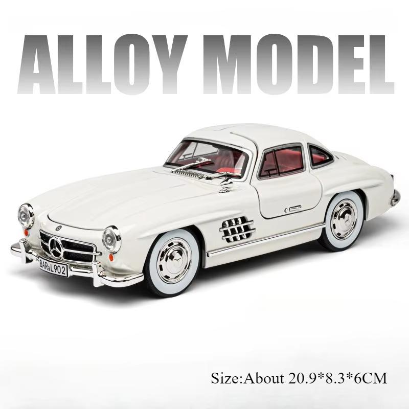 1:24 300sl W140 Alloy Model Toys Diecast Car With Sound Light Pull Back Doors Opened Miniature Models Classic Toy Gifts For Boys