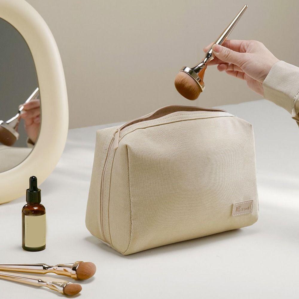 Solid Color Cosmetic Storage Bag Waterproof Toiletry Wash Bag Zipper Makeup Bag  Girls