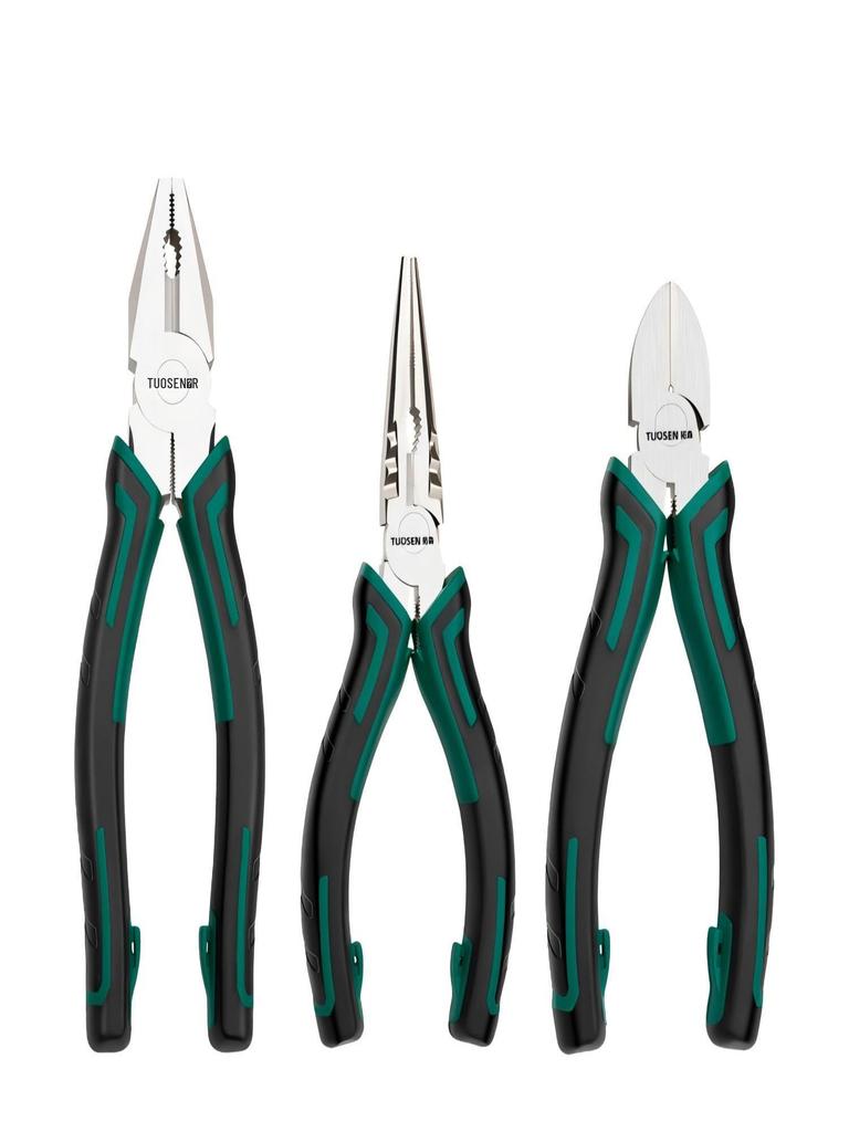 Tuosen Multi-Functional Nickel-Iron Pliers: 6-inch & 8-inch Angled Jaw Wire Cutters for Electricians