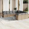 VidaXL Garden Lounge Set 11 Pcs with Beige Cushions Wicker 3250248