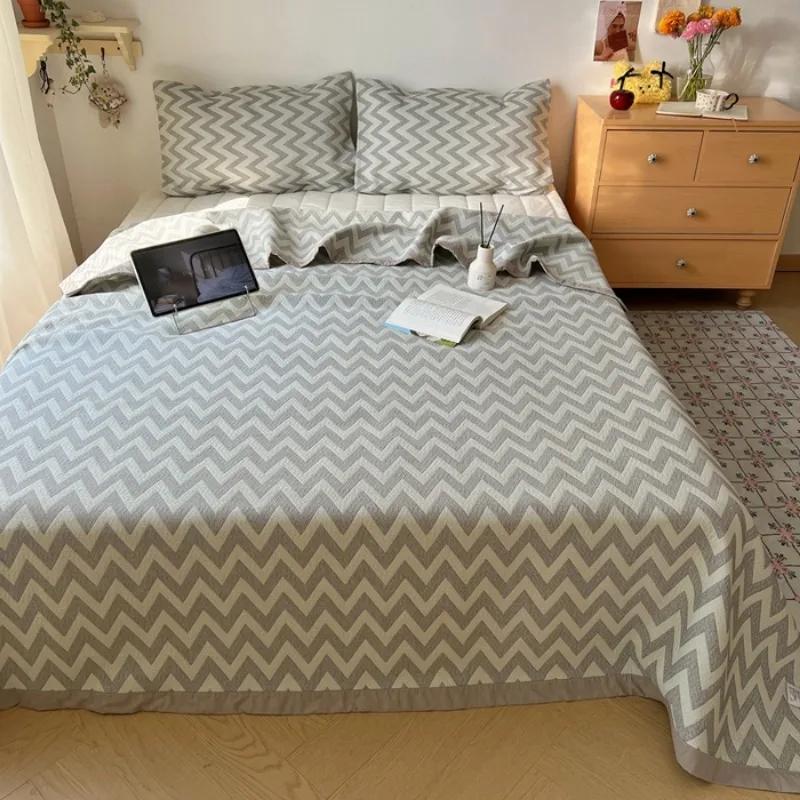 2025 new cotton three-layer gauze jacquard multi-functional summer quilt blanket bed cover pillow towel thin machine washable