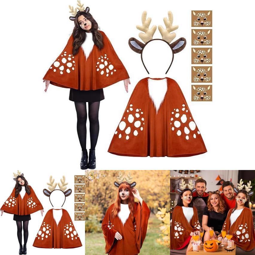 Halloween Reindeer Cloak Costume For Women With Cosplay Cape For Stage Performances