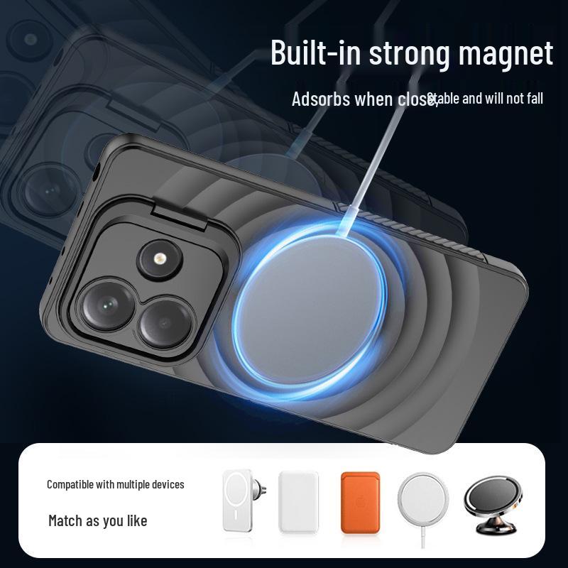 Redmi Note 14 Pro+ Magnetisk TPU Mykt Skall Deksel med Stativ & Linsebeskyttelse