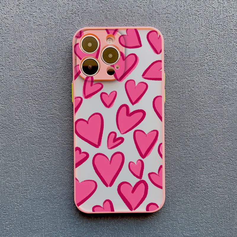 Cute Love Heart Pattern Protective Phone Cases for Iphone 15 11 12 13 Pro Max Mini 16 14 Pro Max Plus X XR XS Shockproof Cover