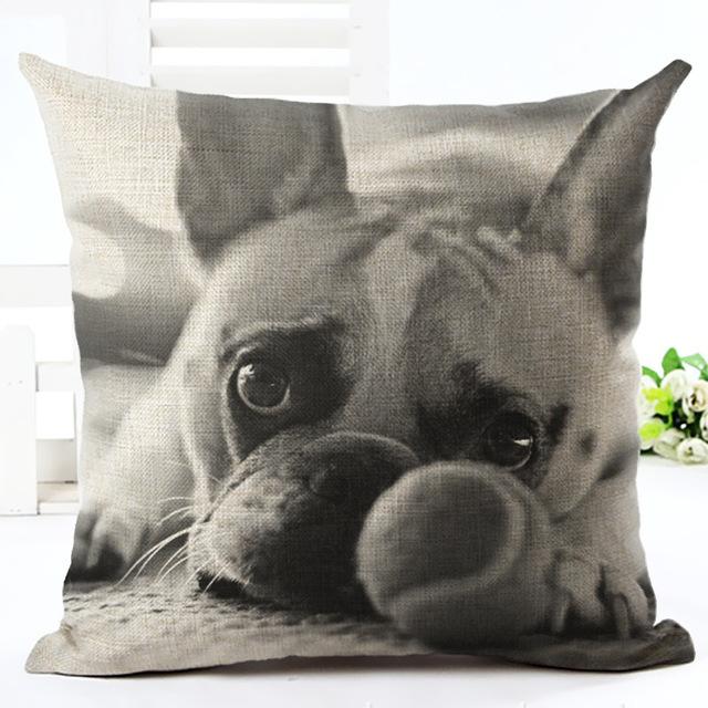 Cute Dog Printing Cushion Cover Cotton Linen Dog Throw Pillow Case For Sofa Decorative Pillowcase Cover Almohada Zt86